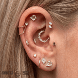Elicit – CZ Baguette & Round Accent – 14K Gold Threadless End - piercing - zone.com
