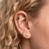 Elicit – Moss Agate & CZ – 14K Gold Threadless End - piercing - zone.com