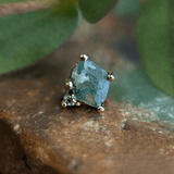 Elicit – Moss Agate & CZ – 14K Gold Threadless End - piercing - zone.com