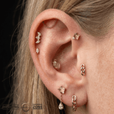 Elicit – Rutilated Quartz & CZ – 14K Gold Threadless End - piercing - zone.com