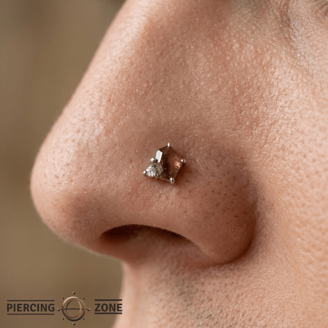 Elicit – Smokey Quartz & CZ – 14K Gold Threadless End - piercing - zone.com