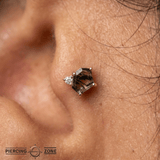Elicit – Tourmalated Quartz & CZ – 14K Gold Threadless End - piercing - zone.com