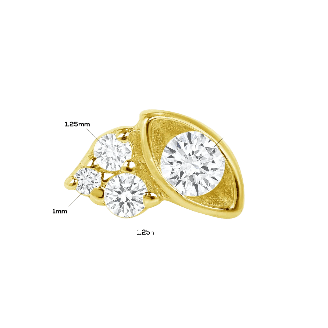 Elise – 14K/18K Gold Multi - Gem Eye - Inspired Threadless End - piercing - zone.com