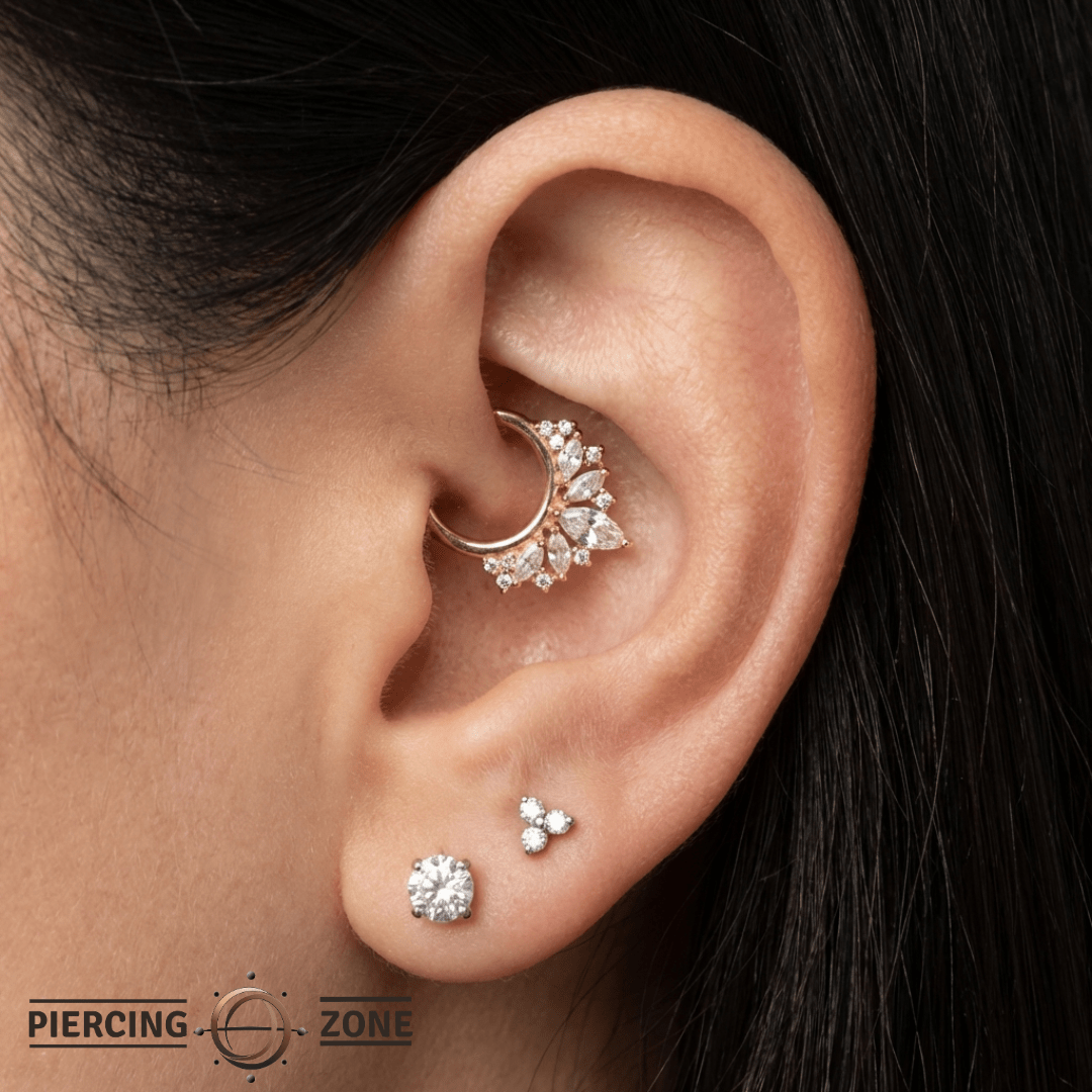 Elite – CZ Cluster – 14K Gold Clicker Ring - piercing - zone.com