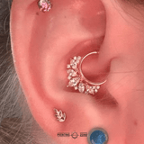 Elite – CZ Cluster – 14K Gold Clicker Ring - piercing - zone.com