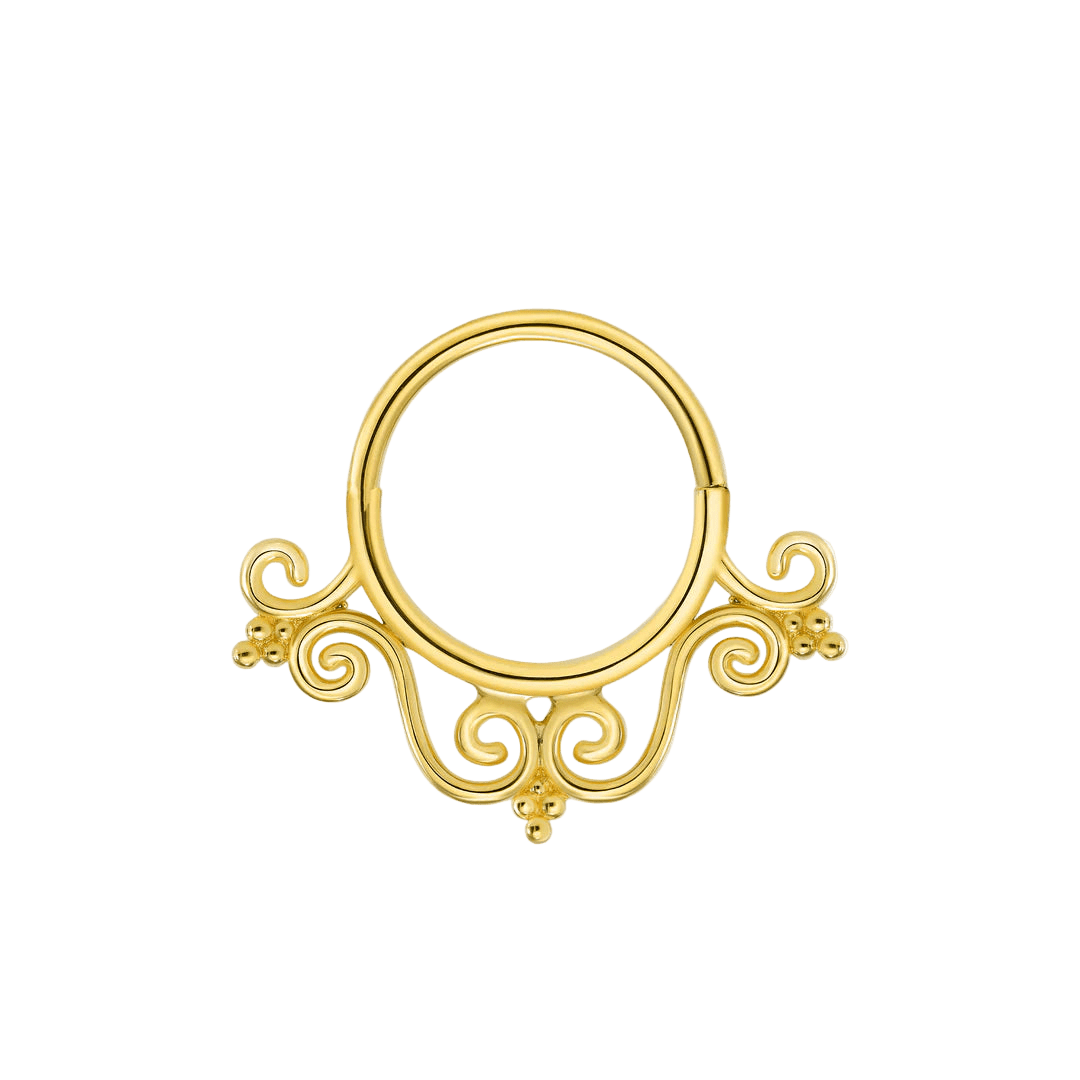 Elizabeth Seamless Ring – 14K Gold Cup & Divot Design - piercing - zone.com
