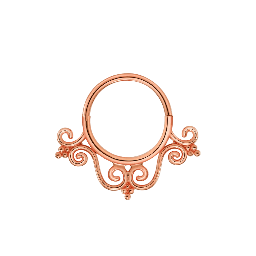 Elizabeth Seamless Ring – 14K Gold Cup & Divot Design - piercing - zone.com