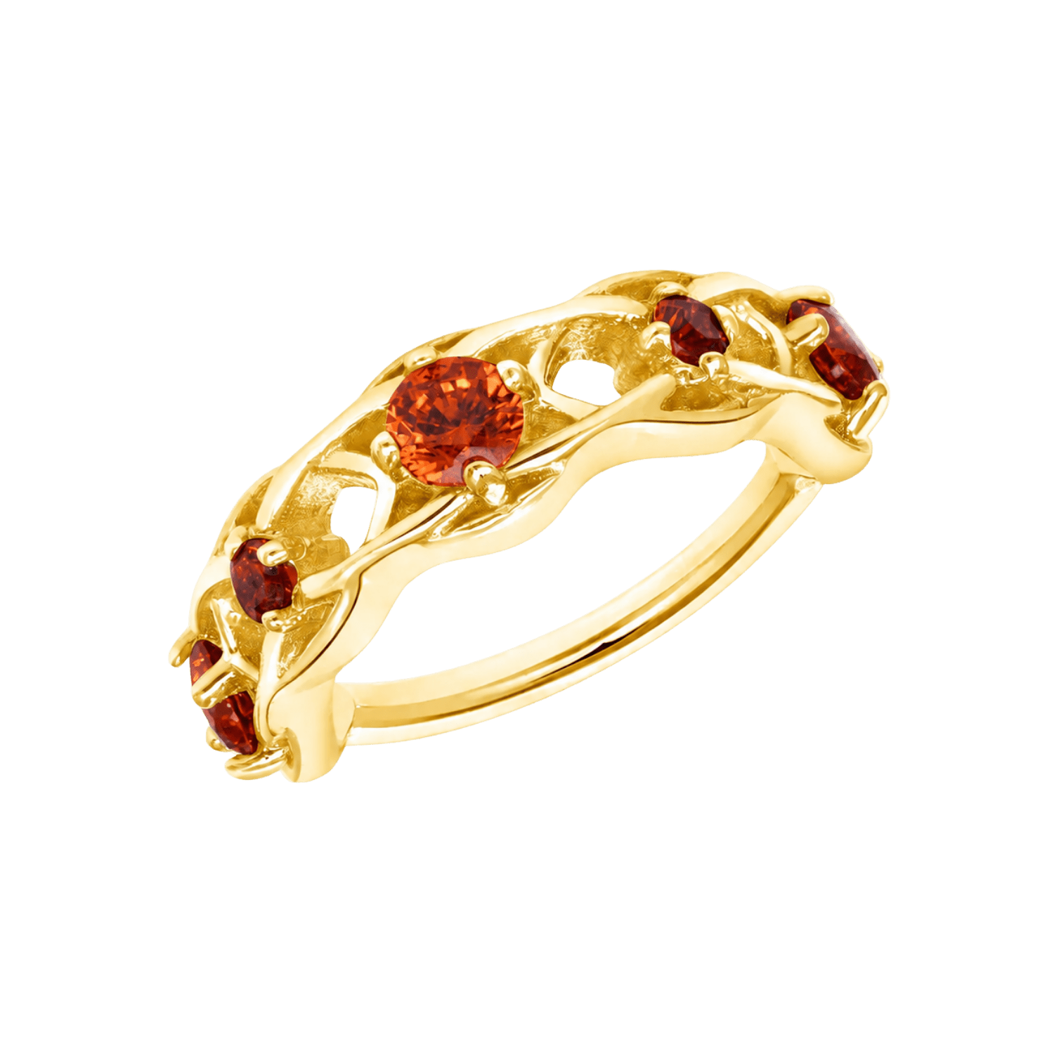 Elle Seamless Ring – 14K Gold Twisted Gem Arc - piercing-zone.com