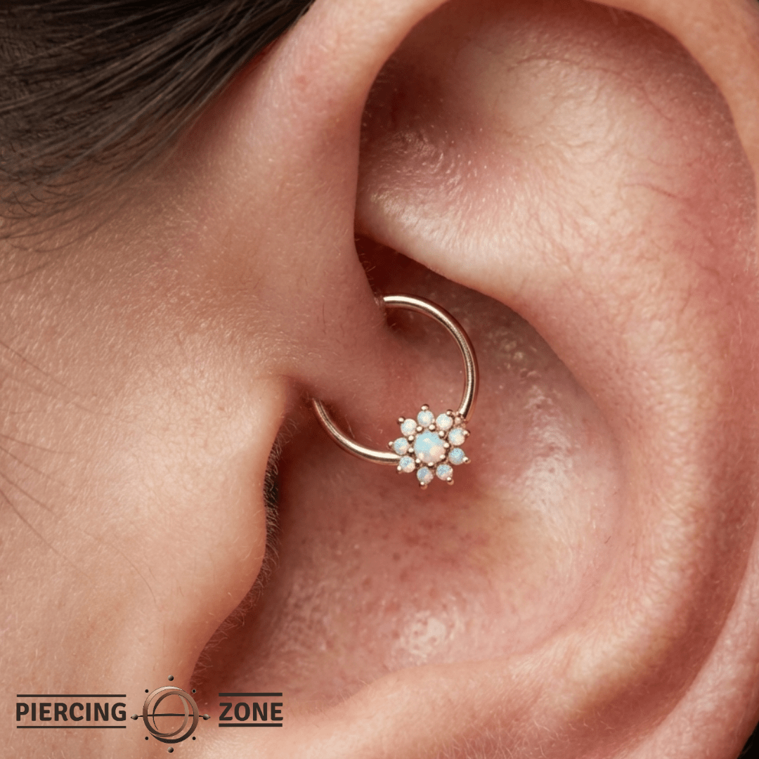 Eloise – CZ Flower – 14K Gold Seamless Ring - piercing - zone.com