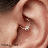 Eloise – CZ Flower – 14K Gold Seamless Ring - piercing - zone.com