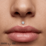 Eloise Flower – 14K Gold Rainbow Moonstone & White Sapphire End - piercing - zone.com