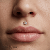 Eloise – London Blue Topaz Flower – 14K Gold Threadless End - piercing - zone.com
