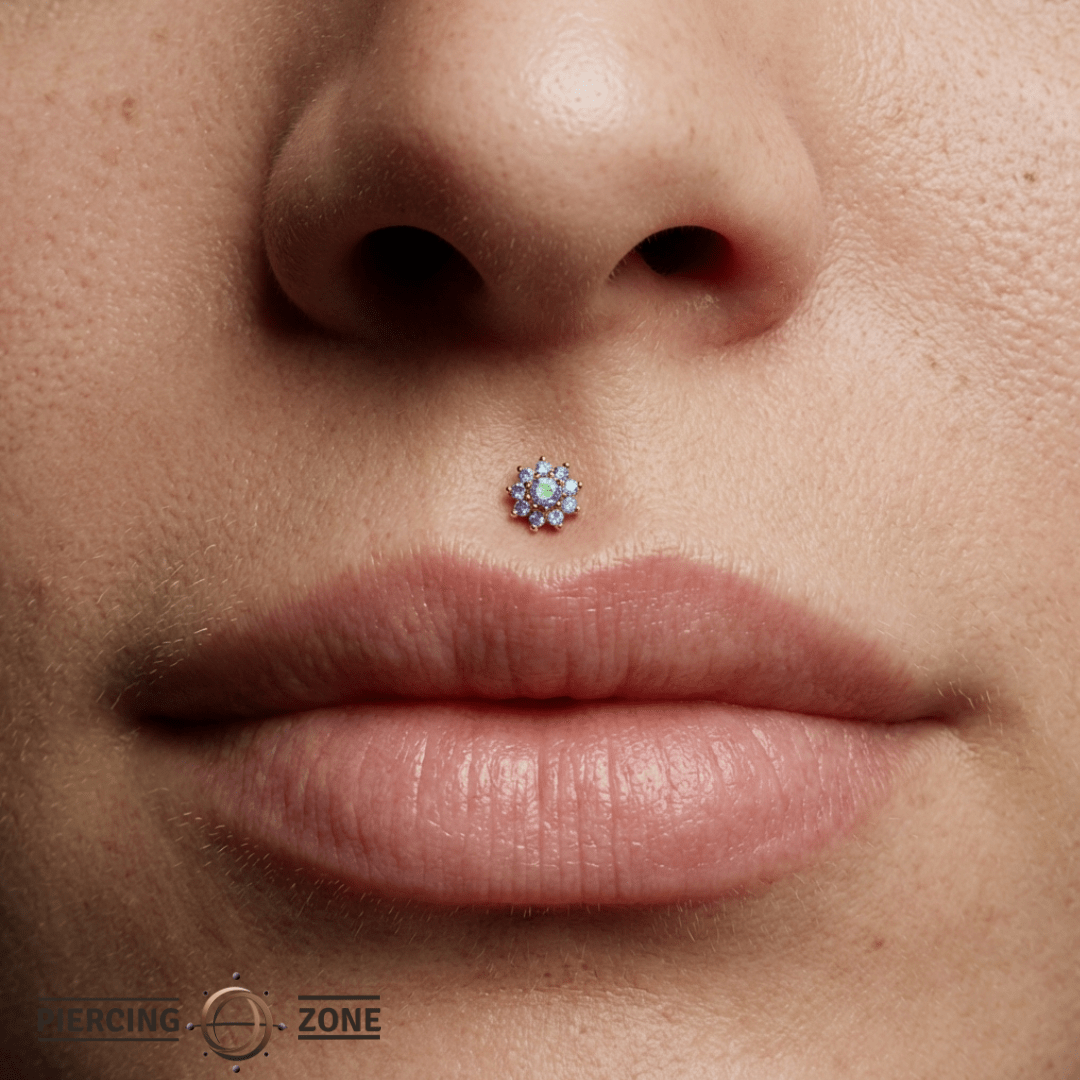 Eloise – Mercury Mist Topaz Flower – 14K Gold Threadless End - piercing - zone.com