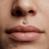 Eloise – Mercury Mist Topaz Flower – 14K Gold Threadless End - piercing - zone.com