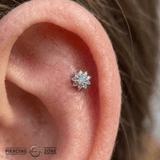 Eloise – Mercury Mist Topaz Flower – 14K Gold Threadless End - piercing - zone.com