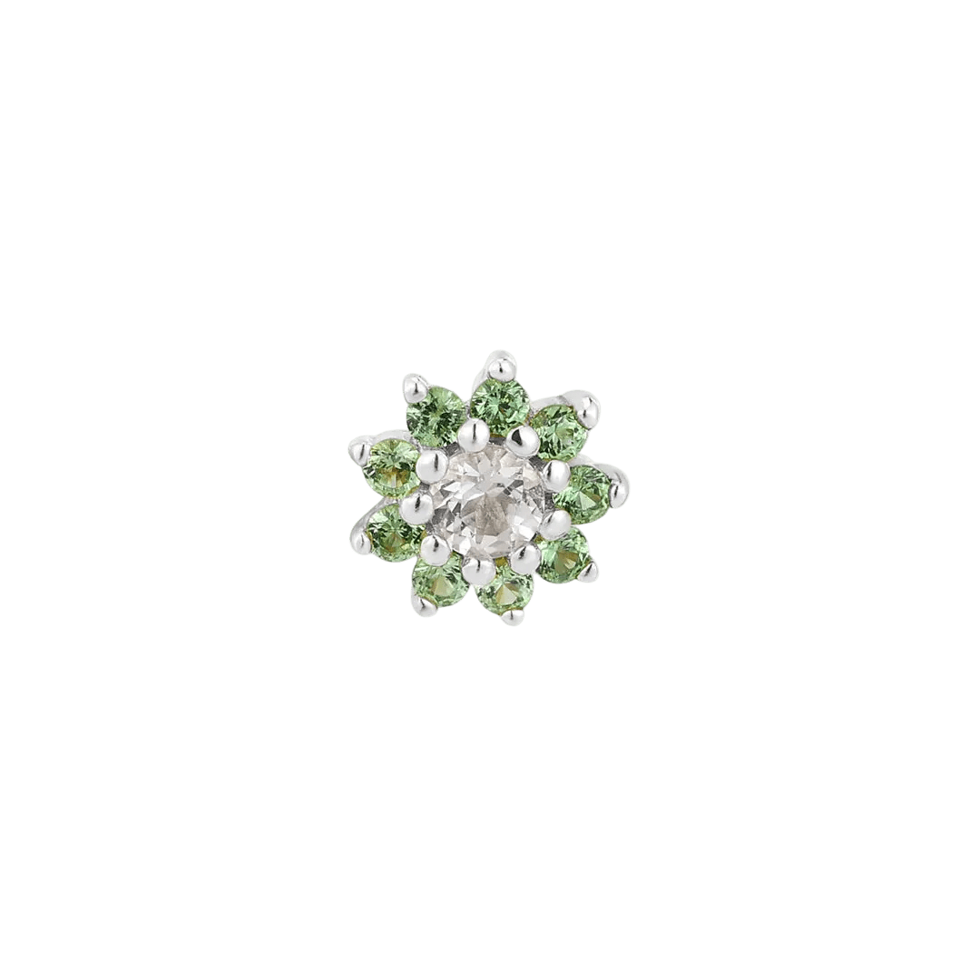 Eloise Tsavorite Flower – 14K Gold Threadless End - piercing - zone.com