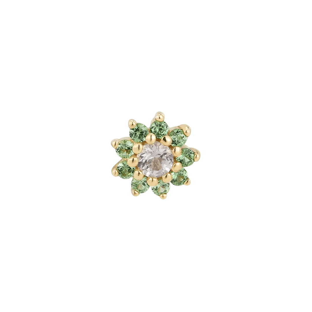 Eloise Tsavorite Flower – 14K Gold Threadless End - piercing - zone.com
