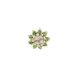 Eloise Tsavorite Flower – 14K Gold Threadless End - piercing - zone.com