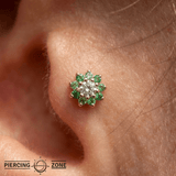 Eloise Tsavorite Flower – 14K Gold Threadless End - piercing - zone.com