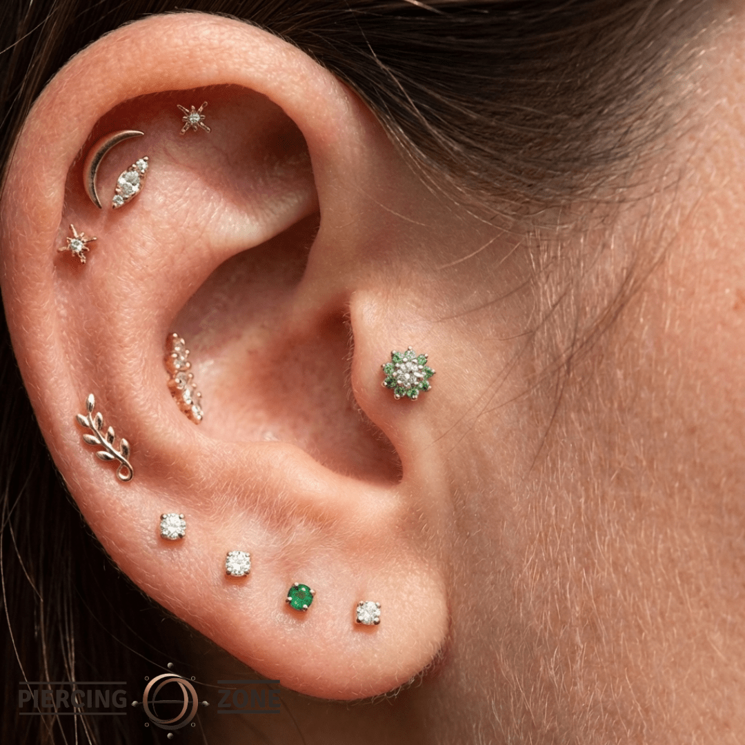 Eloise Tsavorite Flower – 14K Gold Threadless End - piercing - zone.com