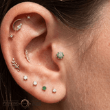 Eloise Tsavorite Flower – 14K Gold Threadless End - piercing - zone.com