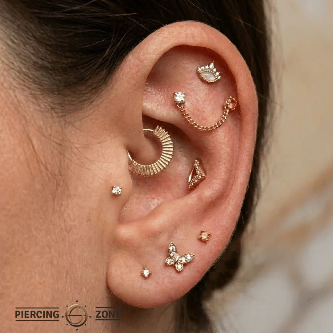 Elora Double - Sided Seamless Ring – 14K Gold Sandblasted Design - piercing - zone.com