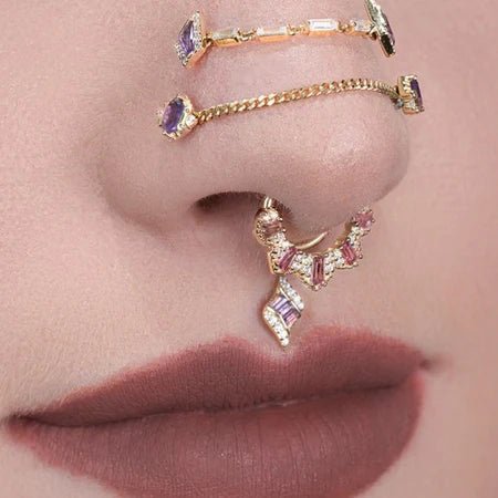 Eminence – Amethyst Geometry – 14K Gold Threadless End - piercing - zone.com