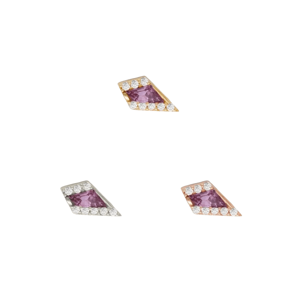 Eminence – Amethyst Geometry – 14K Gold Threadless End - piercing - zone.com