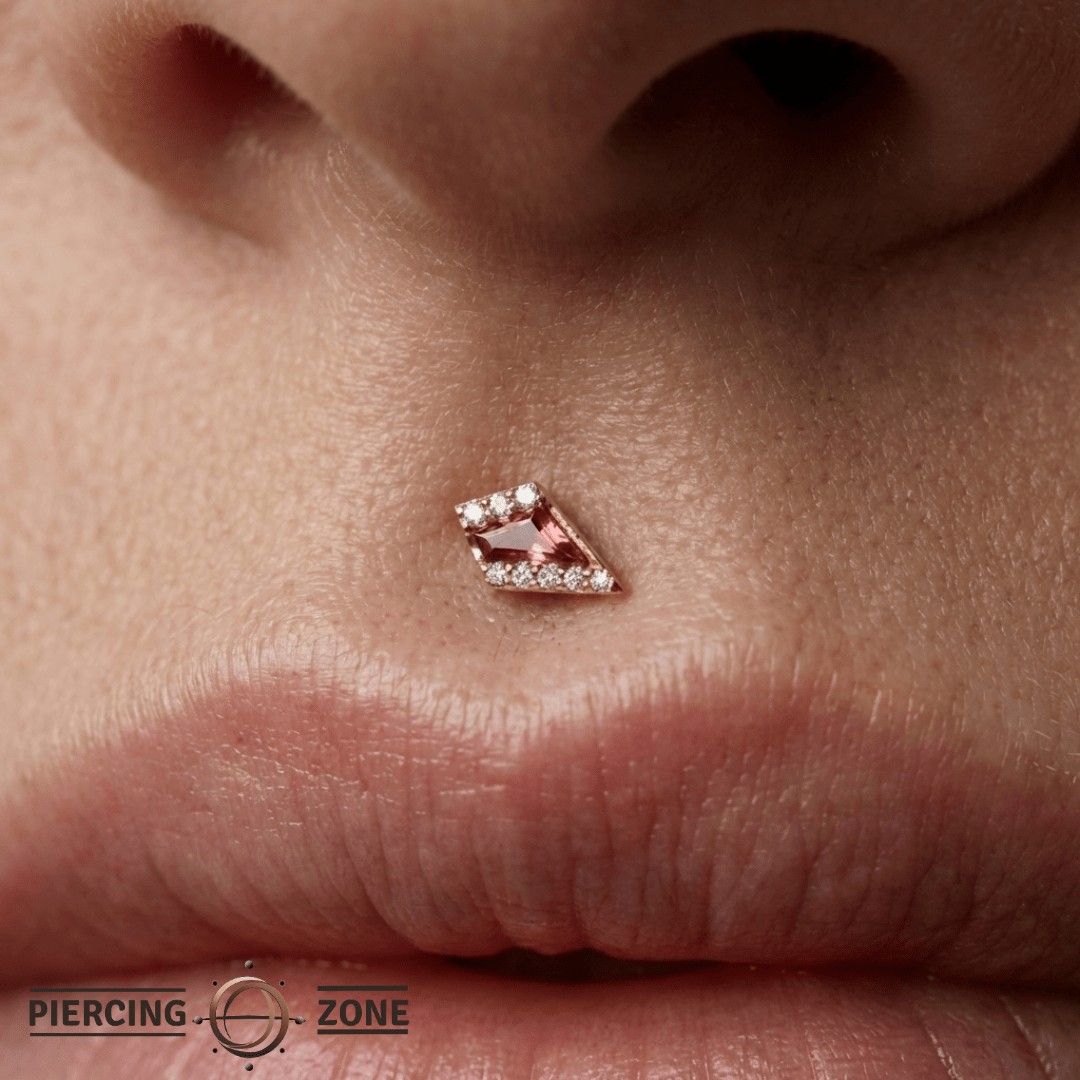 Eminence – Garnet Geometry – 14K Gold Threadless End - piercing - zone.com