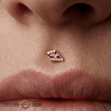 Eminence – Garnet Geometry – 14K Gold Threadless End - piercing - zone.com