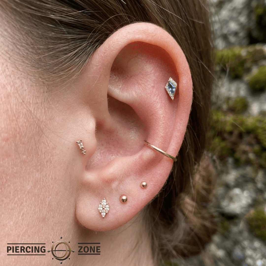 Eminence – London Blue Topaz – 14K Gold Threadless End - piercing - zone.com