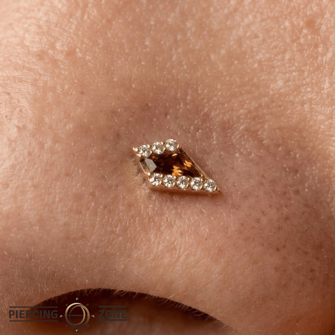 Eminence – Orange Garnet – 14K Gold Threadless End - piercing - zone.com