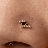 Eminence – Orange Garnet – 14K Gold Threadless End - piercing - zone.com