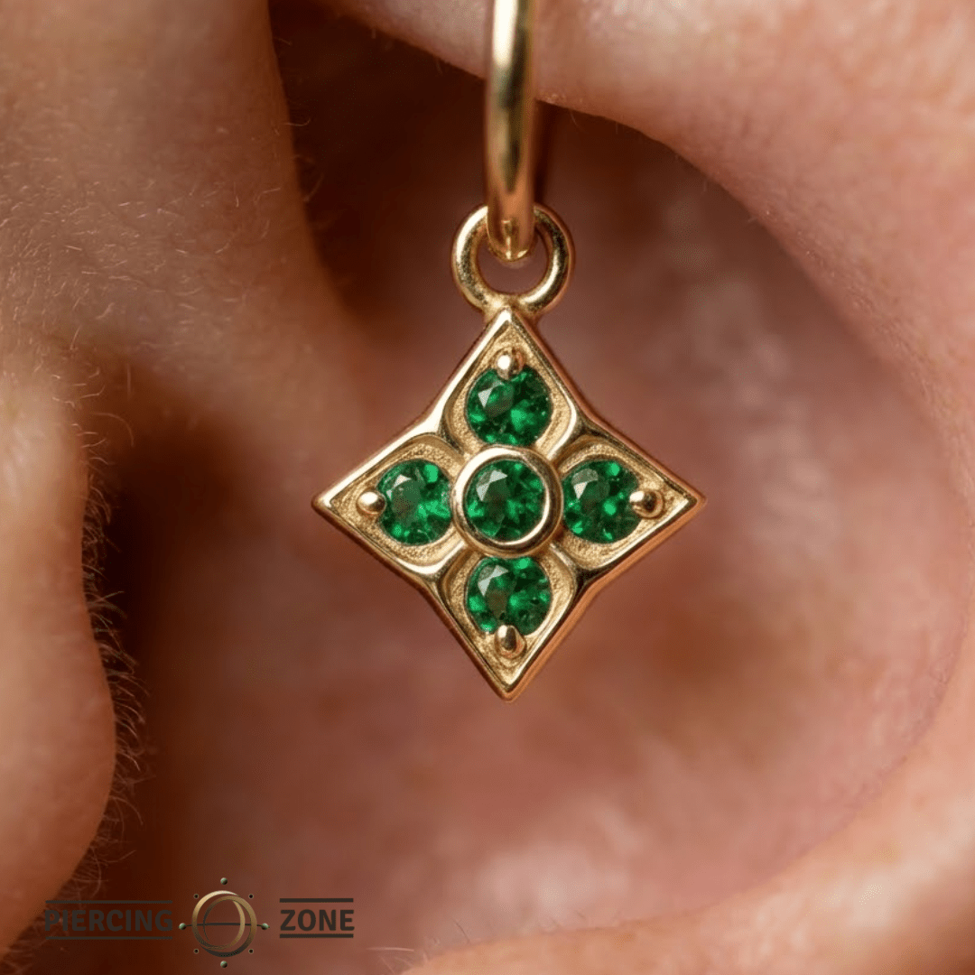 Emory – 14K & 18K Gold Gemstone Charm - piercing - zone.com