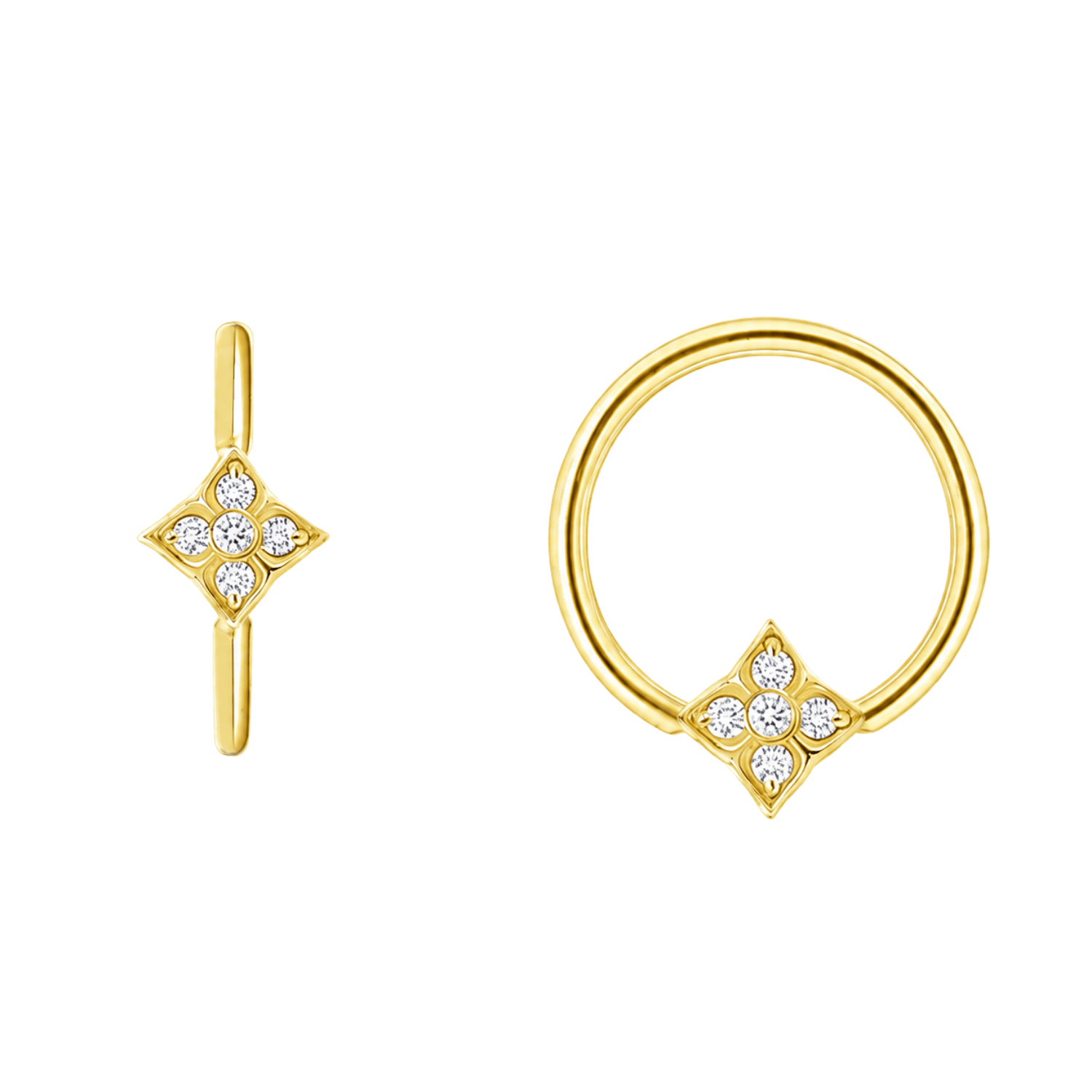 Emory Seamless Ring – 14K Gold Five-Gem Design - piercing-zone.com