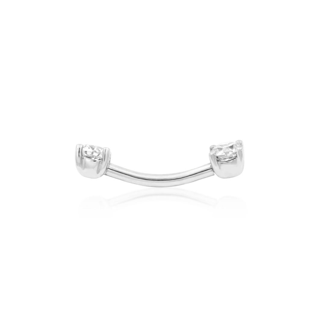 Empress – 14K Gold CZ Curved Gem Barbell - piercing - zone.com