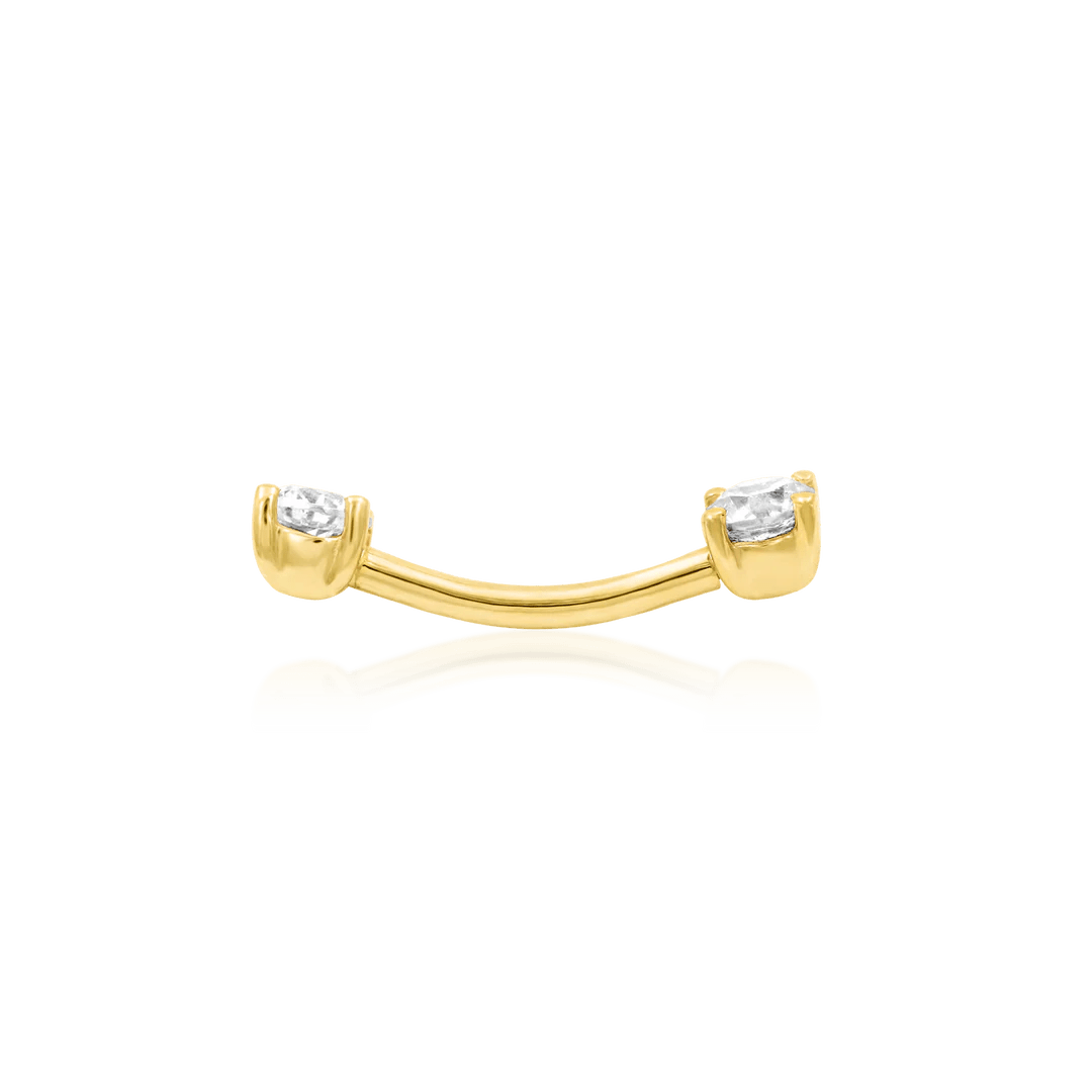 Empress – 14K Gold CZ Curved Gem Barbell - piercing - zone.com