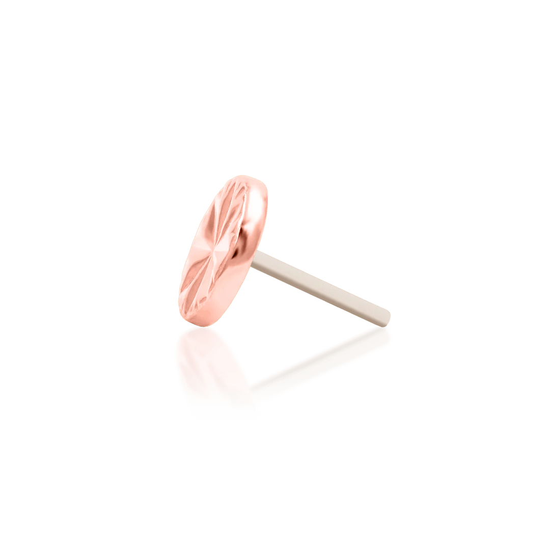 Engraved Disk – Laser Star Polished – 14K Gold Threadless End - piercing - zone.com