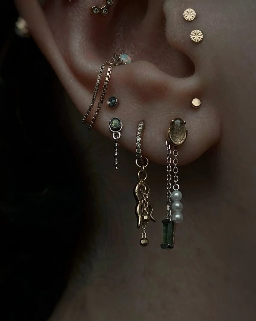Engraved Disk – Laser Star Polished – 14K Gold Threadless End - piercing - zone.com