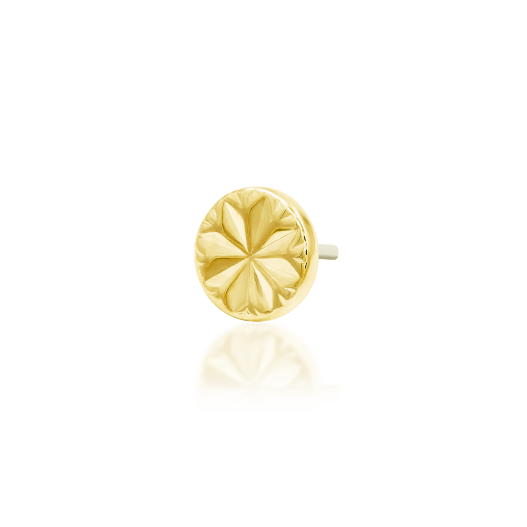Engraved Disk – Laser Star Polished – 14K Gold Threadless End - piercing - zone.com