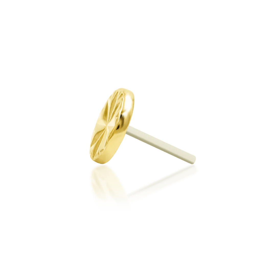 Engraved Disk – Laser Star Polished – 14K Gold Threadless End - piercing - zone.com