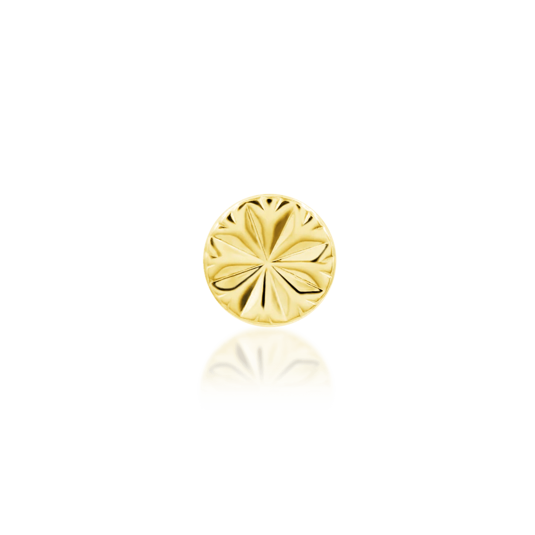 Engraved Disk – Laser Star Polished – 14K Gold Threadless End - piercing - zone.com