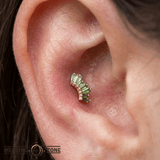 Enlighten – Green Tourmaline + Peridot Ombre – 14K Gold Threadless End - piercing - zone.com