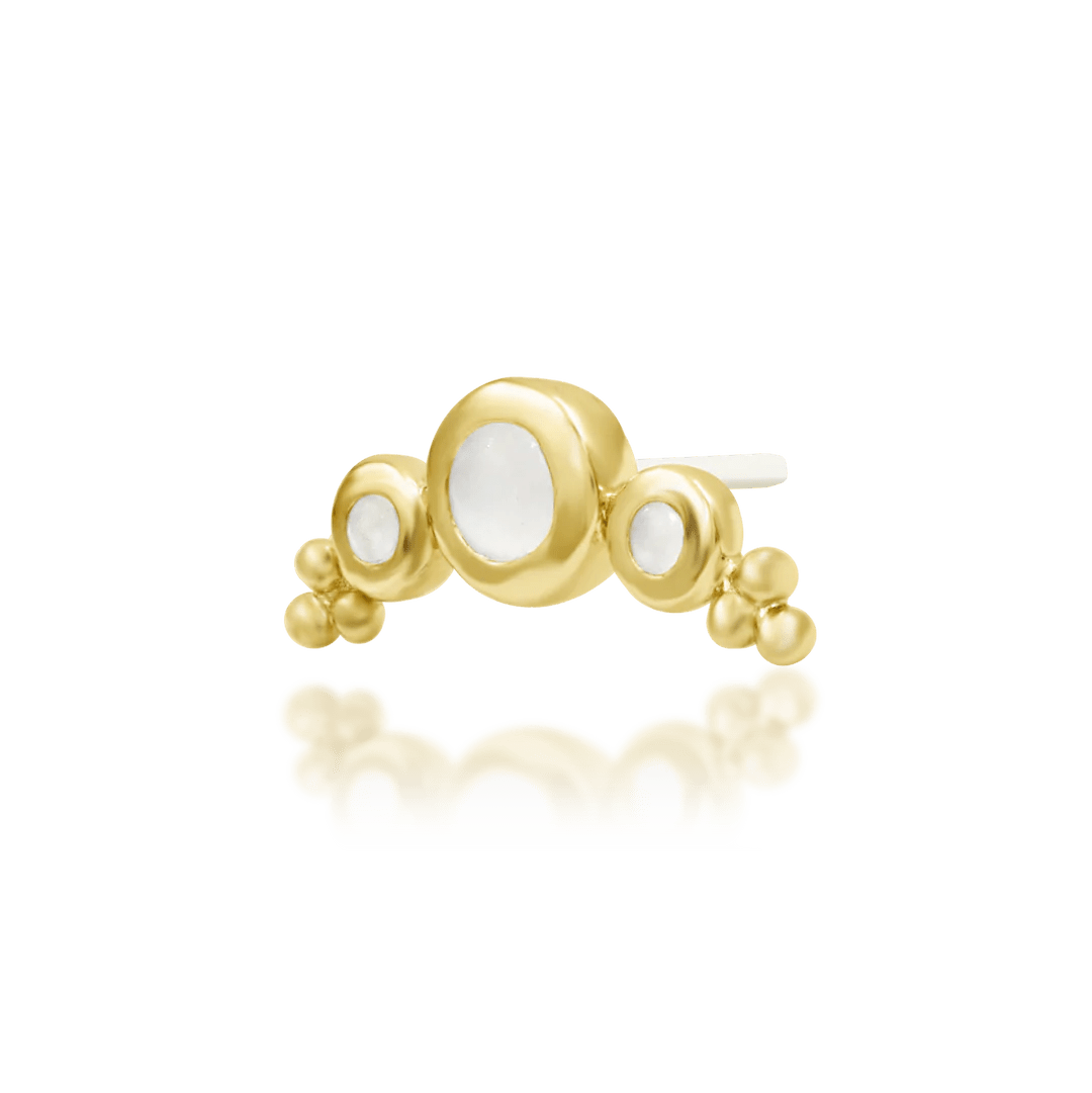 Envee – Moonstone Arc Trio – 14K Gold Threadless End - piercing - zone.com