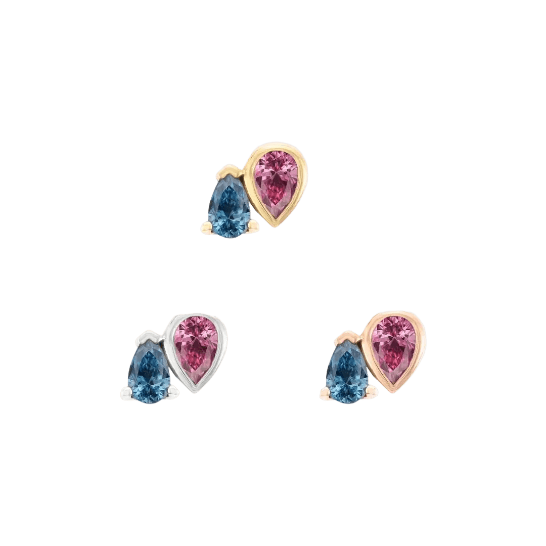 Era – 14K Gold Pink Tourmaline & London Blue Topaz Threadless End - piercing - zone.com