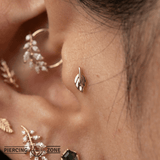 Essence – Leaf Silhouette – 14K Gold Threadless End - piercing - zone.com