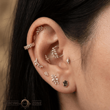 Essence – Leaf Silhouette – 14K Gold Threadless End - piercing - zone.com