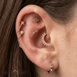 Eternal – London Blue Topaz Row – 14K Gold Threadless End - piercing - zone.com