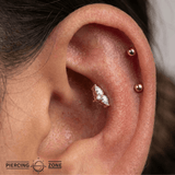 Ethereal – 14K Gold Forward - Facing CZ Threadless End - piercing - zone.com