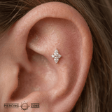 Ethereal – CZ Pear & Round Duo – 14K Gold Threadless End - piercing - zone.com